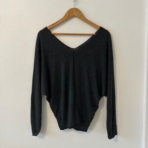 Venti6 Double V Dolman Sleeve Lightweight Charcoal Gray Sweater | Size Small